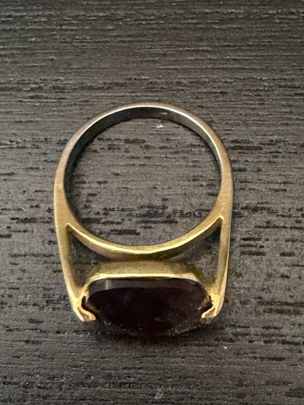 Gold and silver tone Ring with Smoky Brown Gemstone fashion - Picture 3 of 4